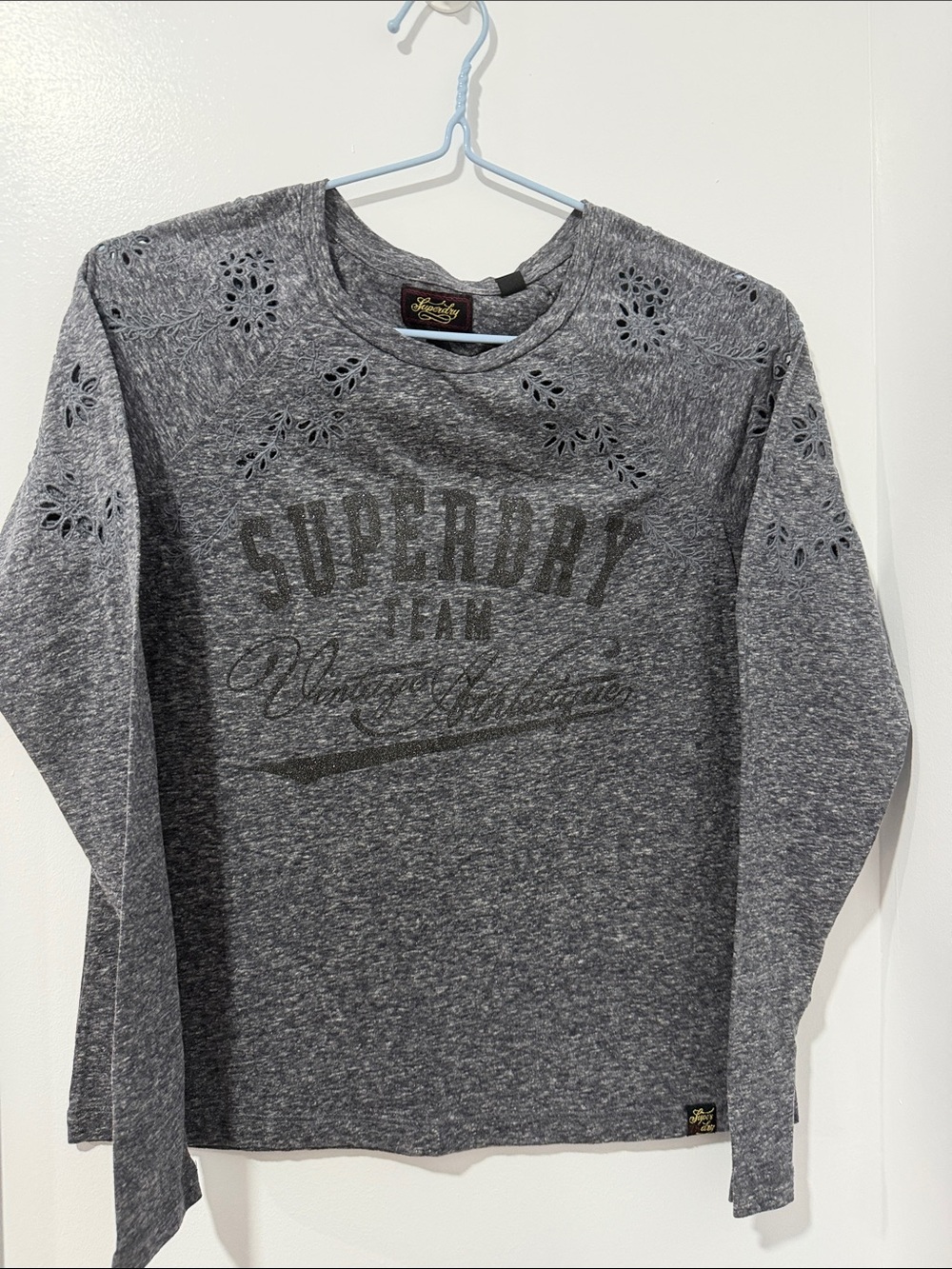 Superdry Unisex Charcoal Gray Crewneck Sweater with Logo